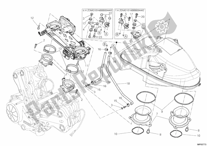 Todas as partes de Corpo Do Acelerador do Ducati Diavel USA 1200 2011